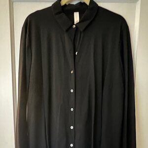 Marla Wynne Black Tech Stretch Button Down Shirt XL